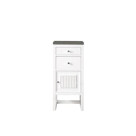 James Martin Vanities Athens 15in Base Cabinet w/ Drawers and Right Door, Glossy White w/ 3 CM Grey Expo Quartz Top E645-B15R-GW-3GEX